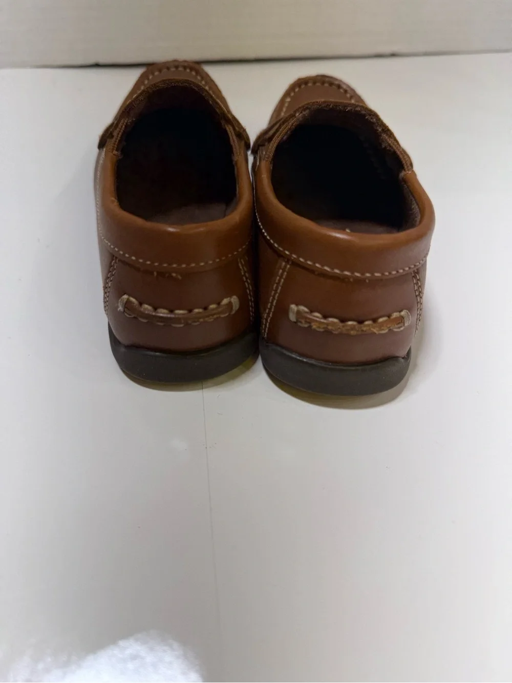 Boy’s saddle tan Leather Penny Loafers slip on school uniform shoe